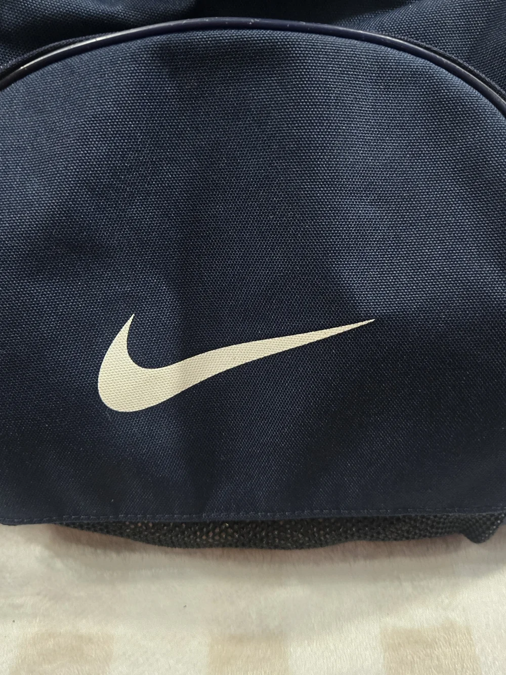 Nike Men's Navy Duffel Bag with White Swoosh